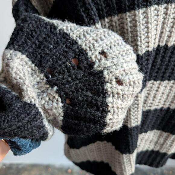 Vintage Striped Chunky Knit Sweater Slouchy Oversize Grandpa Cosby Sweater Large - Picture 8 of 8